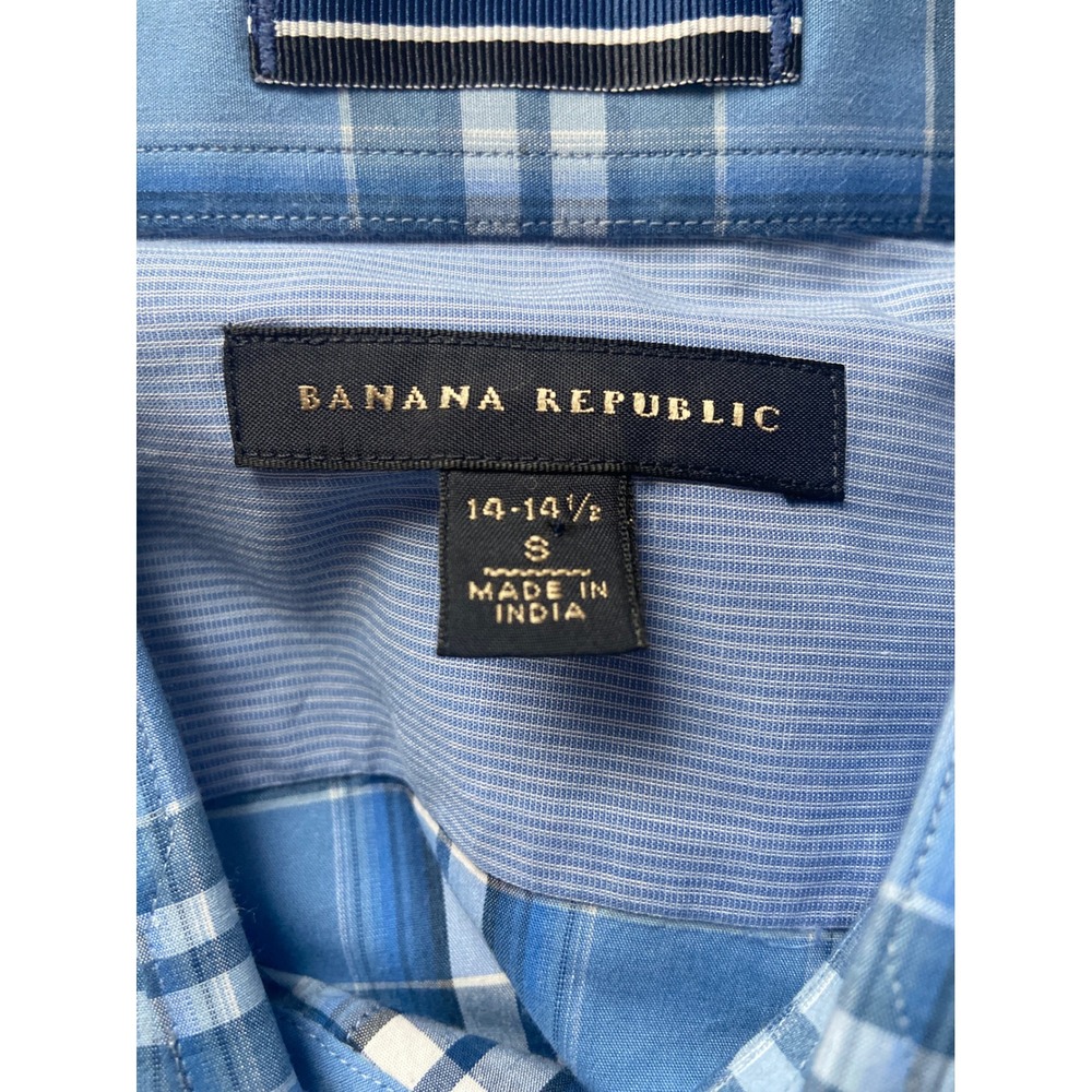 Banana Republic Mens Blue Plaid Short Sleeve Button Down Shirt Small Bella Blue - Picture 4 of 6
